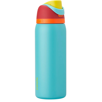 Garrafa Térmica Owala FreeSip - 946ml | 32oz azul com tampa colorida, isolamento triplo e canudo embutido. Praticidade e vedação confiável.