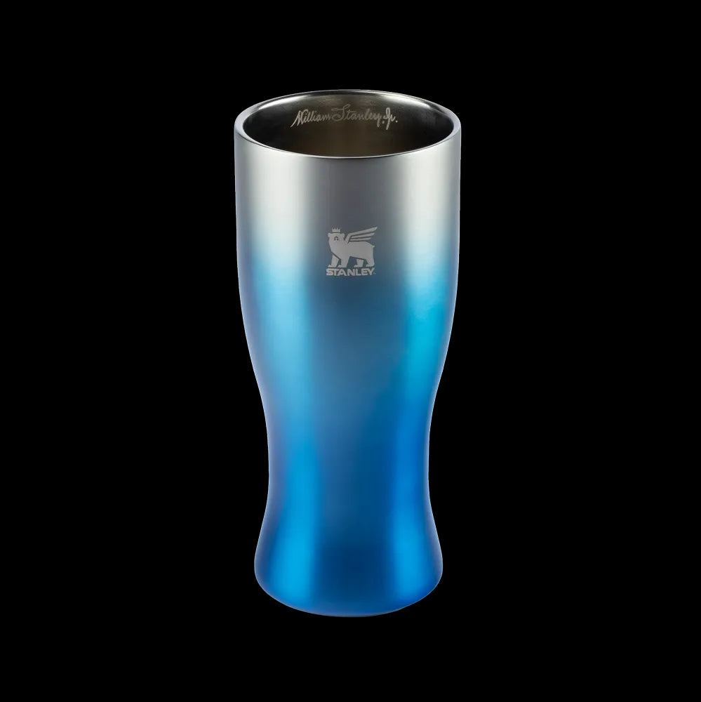 Pilsner Glass Happy Hour Stanley | 444ml - copo térmico azul e prata com design elegante e ergonômico, ideal para celebração.