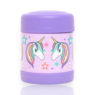 Pote Térmico Thermos Funtainer F300 - 290ml infantil com estampa de unicórnios coloridos, ideal para segurança e estilo do seu filho.