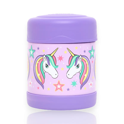 Pote Térmico Thermos Funtainer F300 - 290ml infantil com estampa de unicórnios coloridos, ideal para segurança e estilo do seu filho.