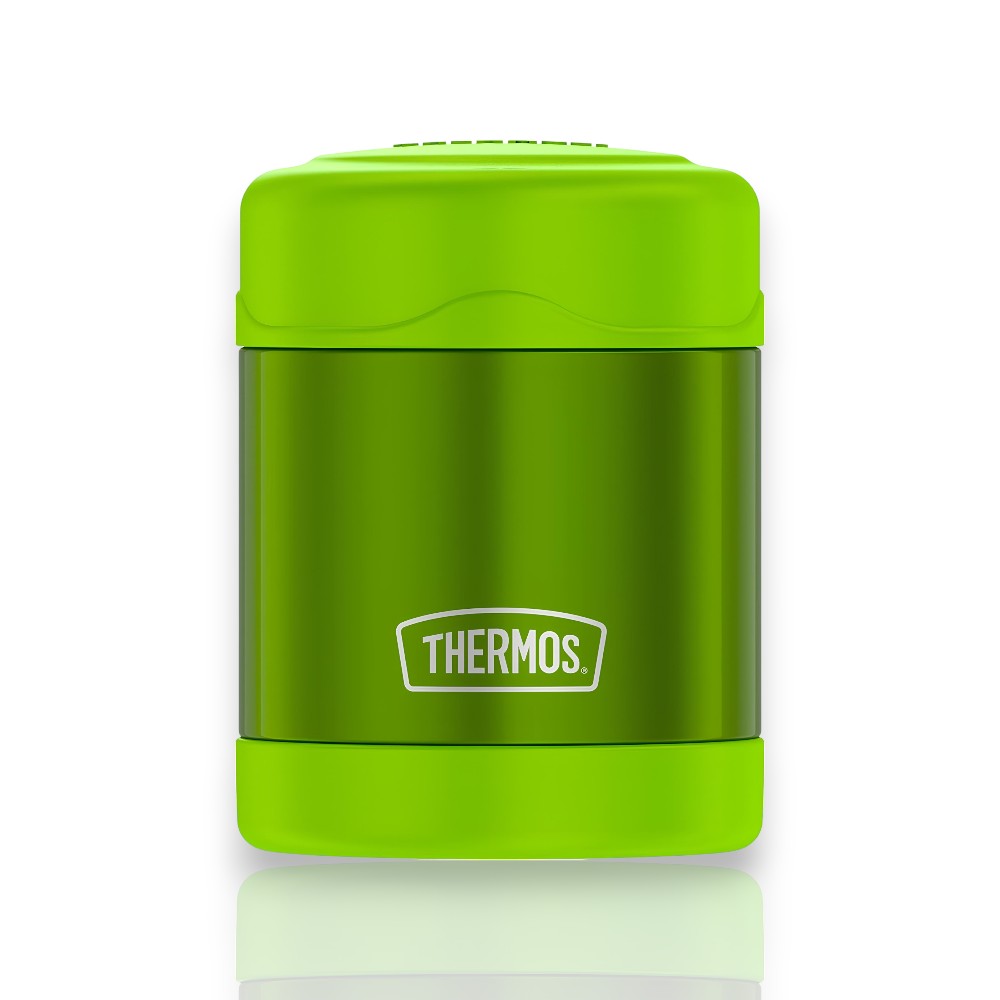 Pote Térmico Thermos Funtainer F300 - 290ml em cor verde vibrante, ideal para crianças, resistente e livre de BPA.