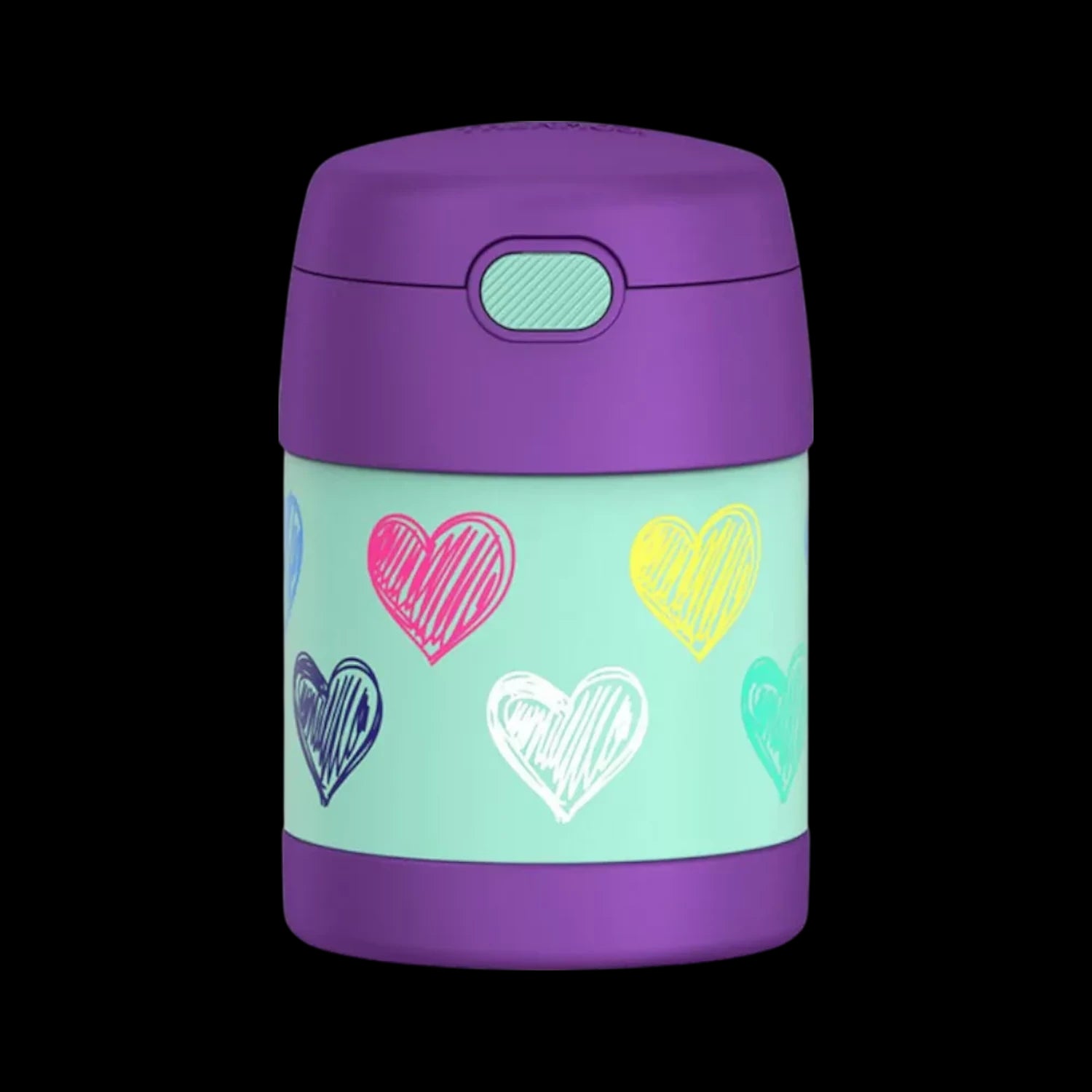 Pote Térmico Thermos ® 283g Funtainer para crianças com design de corações coloridos, mantém alimentos quentes ou frios por horas.