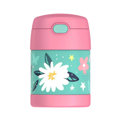 Pote Térmico Thermos ® 283g Funtainer, rosa com flores, isolamento avançado, mantém temperatura ideal por mais tempo.