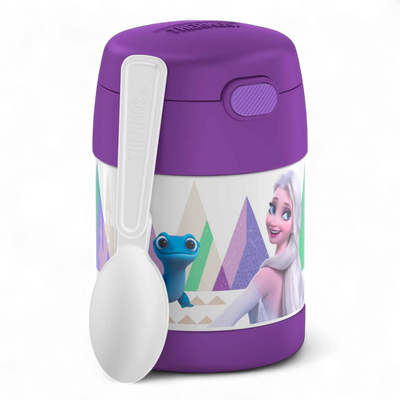 Pote Térmico Thermos ® 283g Funtainer infantil roxo com colher embutida, design colorido, mantém alimentos quentes por 5h e frios por 7h.