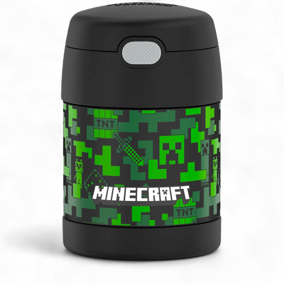 Pote Térmico Thermos ® 283g Funtainer com estampa Minecraft, ideal para manter alimentos na temperatura ideal para crianças.