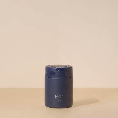 Pote Térmico FoodJar PACCO 350ml em aço inoxidável azul, design funcional, mantém temperatura ideal de forma durável.
