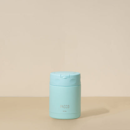 Pote Térmico FoodJar PACCO 350ml em aço inoxidável 18/8 azul, design funcional, durável e de alto desempenho térmico.