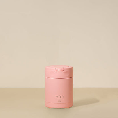 Pote Térmico FoodJar PACCO 350ml rosa com design funcional em aço inoxidável 18/8, mantendo temperatura ideal dos alimentos.