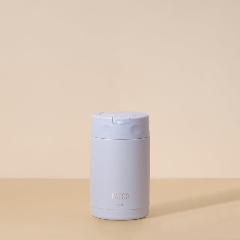 Pote Térmico FoodJar PACCO 500ml em aço inoxidável com design moderno, ideal para manter alimentos frescos e puros.