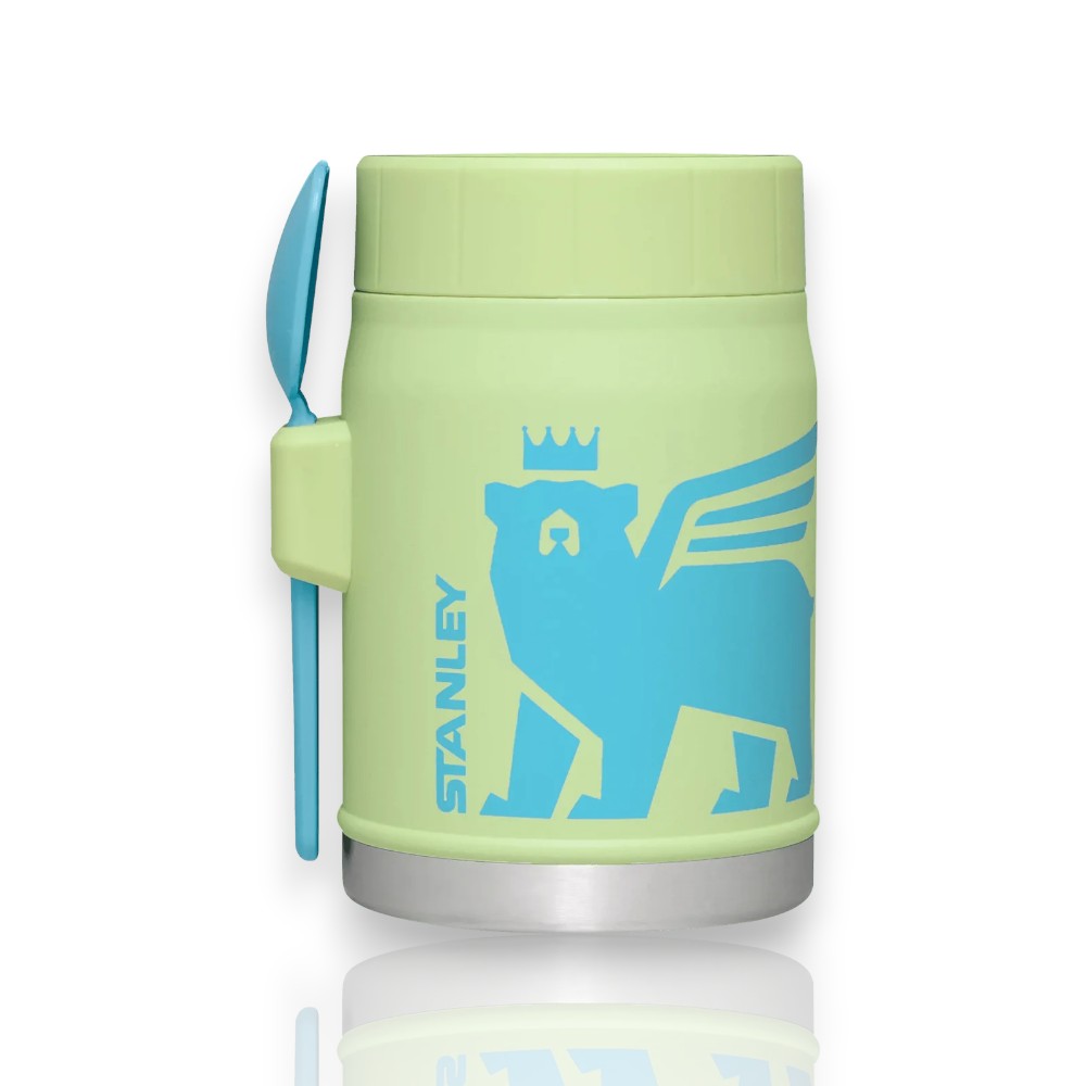 Pote Térmico Stanley Kids - 414ml com design seguro, garfolher embutido e tecnologia de isolamento para manter alimentos quentes ou frios.