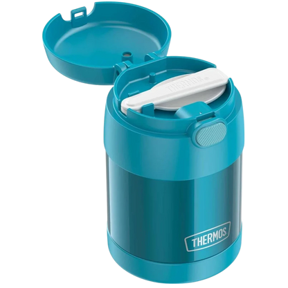Pote Térmico Thermos ® 283g Funtainer azul com colher embutida, ideal para manter alimentos quentes por 5h e frios por 7h.