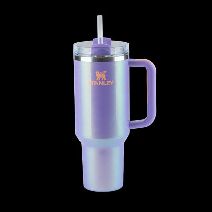 Copo Quencher Stanley 1,18L roxo com alça ergonômica e tampa FlowState em fundo preto