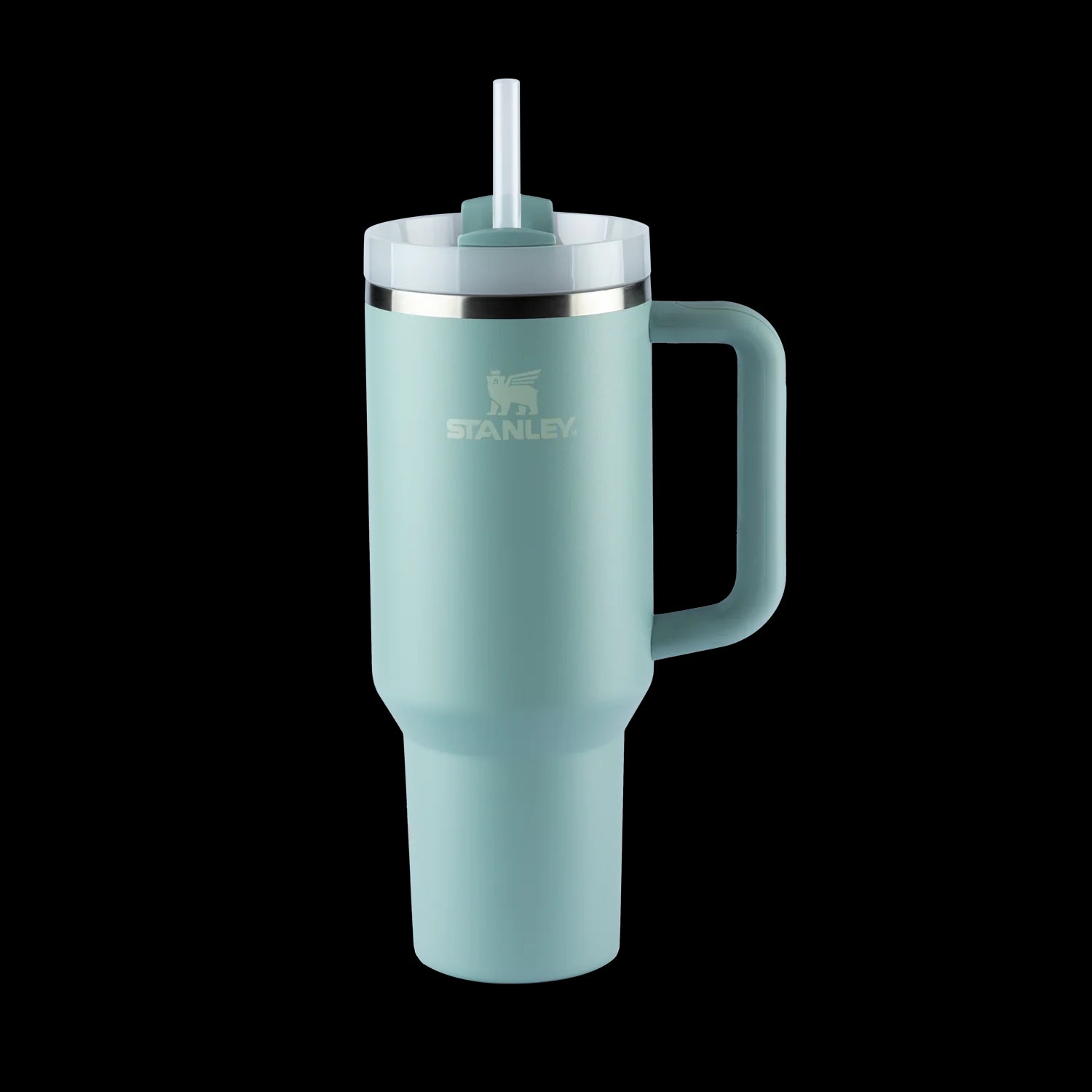 Copo Quencher Stanley 1,18L em azul com tampa FlowState e alça ergonômica, ideal para hidratação diária e viagens.