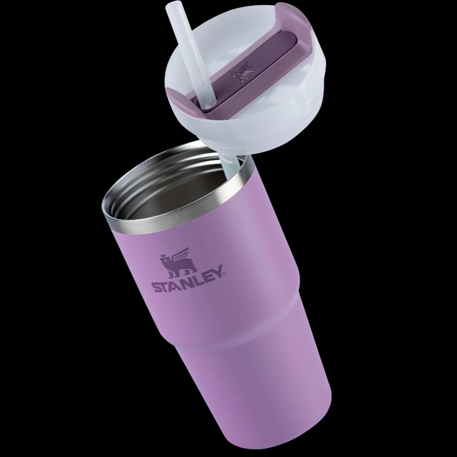 Copo Quencher 2.0 Stanley | 591ml roxo com canudo, isolamento térmico, mantém bebidas frias até 30h com gelo, ideal para uso diário.