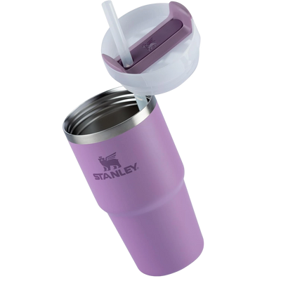 Copo Quencher 2.0 Stanley | 591ml roxo com canudo, isolamento térmico, mantém bebidas frias até 30h com gelo, ideal para uso diário.