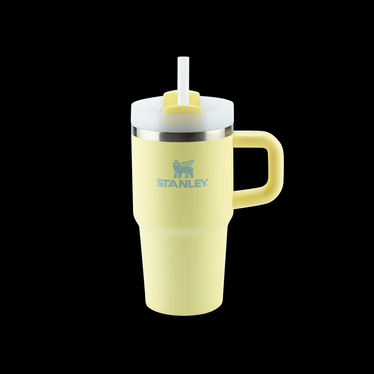 Copo Quencher com alça Stanley | 591ml em amarelo com canudo reutilizável, ideal para manter bebidas geladas por até 8 horas.