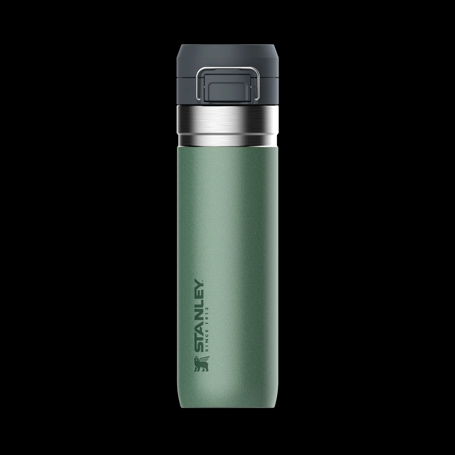 Garrafa Térmica Quick Flip Stanley - 710ml em verde com tampa de segurança, isolante a vácuo para líquidos frios, ideal para transporte.