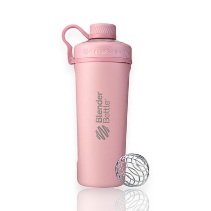 Coqueteleira Blender Bottle Radian 770ml rosa com isolamento térmico, ideal para atletas de alta performance. Capacidade de 770ml.