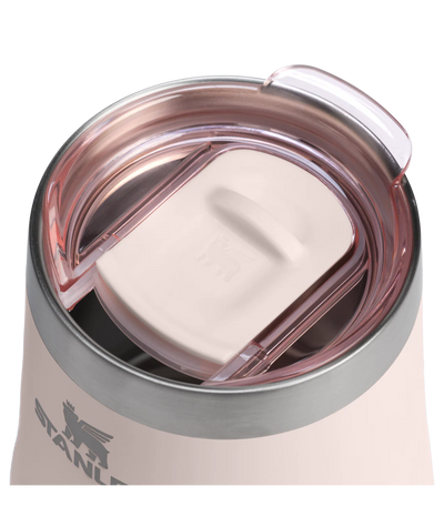 Copo Térmico Stanley Reserve Wine 325 ml Rose Quartz Gloss, vista de cima com tampa fechada