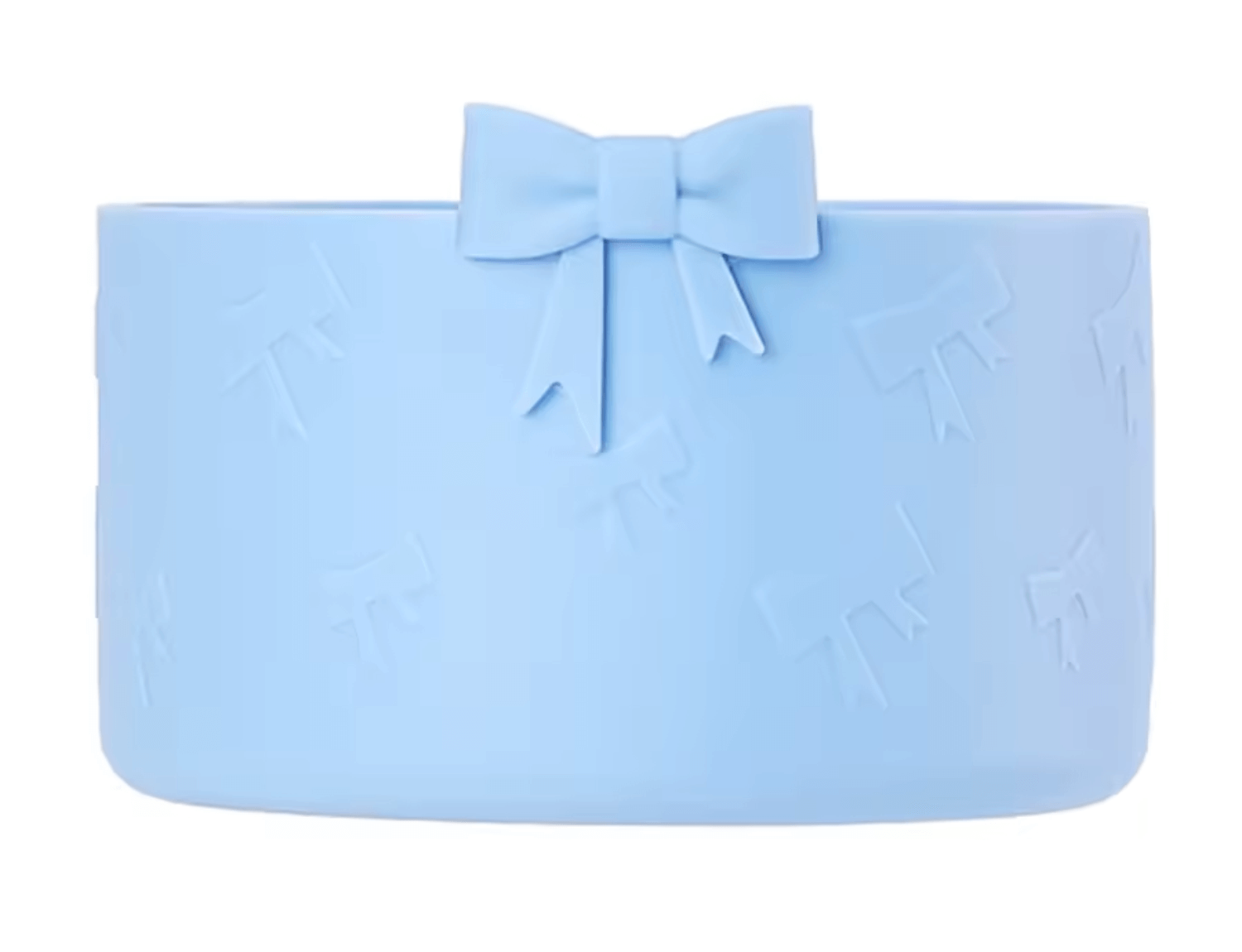 Protetor de Silicone - Laços azul, proteção para base de copo ou garrafa, absorve impactos e reduz ruídos, design com laços decorativos.