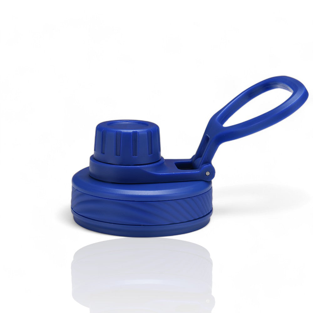 Tampa de alça flexível - Spout lid azul, compatível com várias marcas de garrafas térmicas, abertura fácil para uso com uma mão.