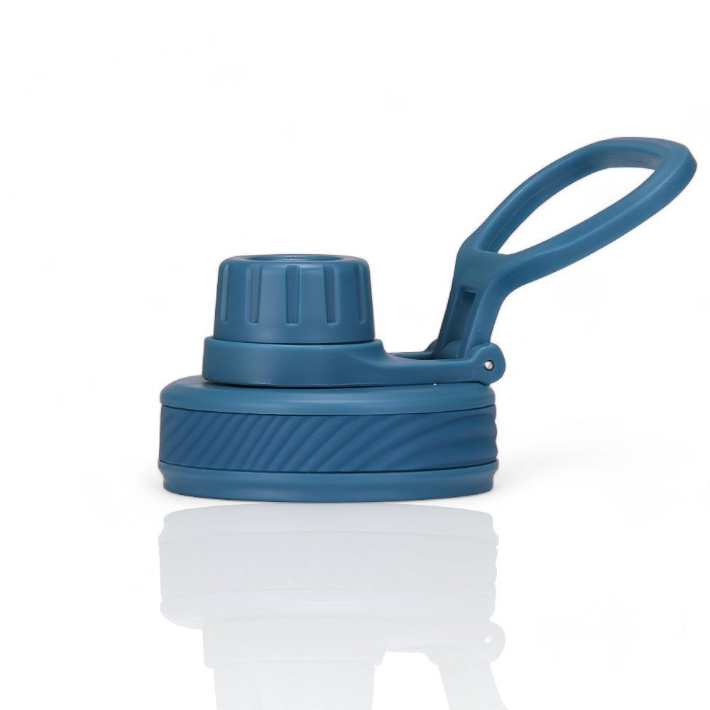 Tampa de alça flexível - Spout lid azul compatível com garrafas térmicas de 350ml a 1200ml, fácil abertura, prática e higiênica.