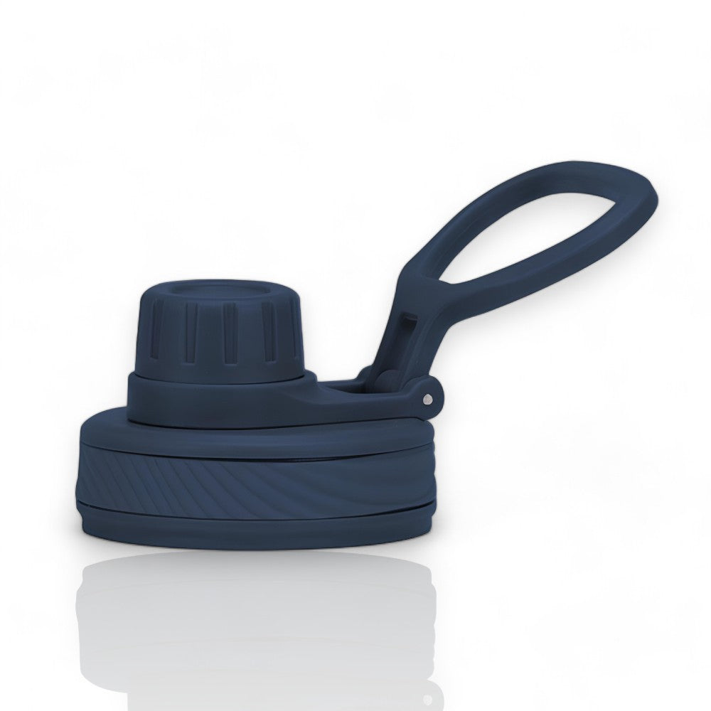 Tampa de alça flexível - Spout lid azul para garrafas térmicas de 350ml a 1200ml, uso prático com uma mão.