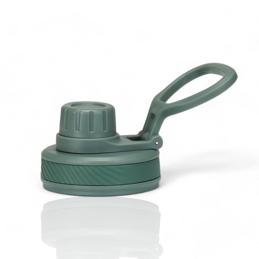 Tampa de alça flexível - Spout lid verde adequada para garrafas térmicas de 350ml a 1.200ml, compatível com várias marcas.