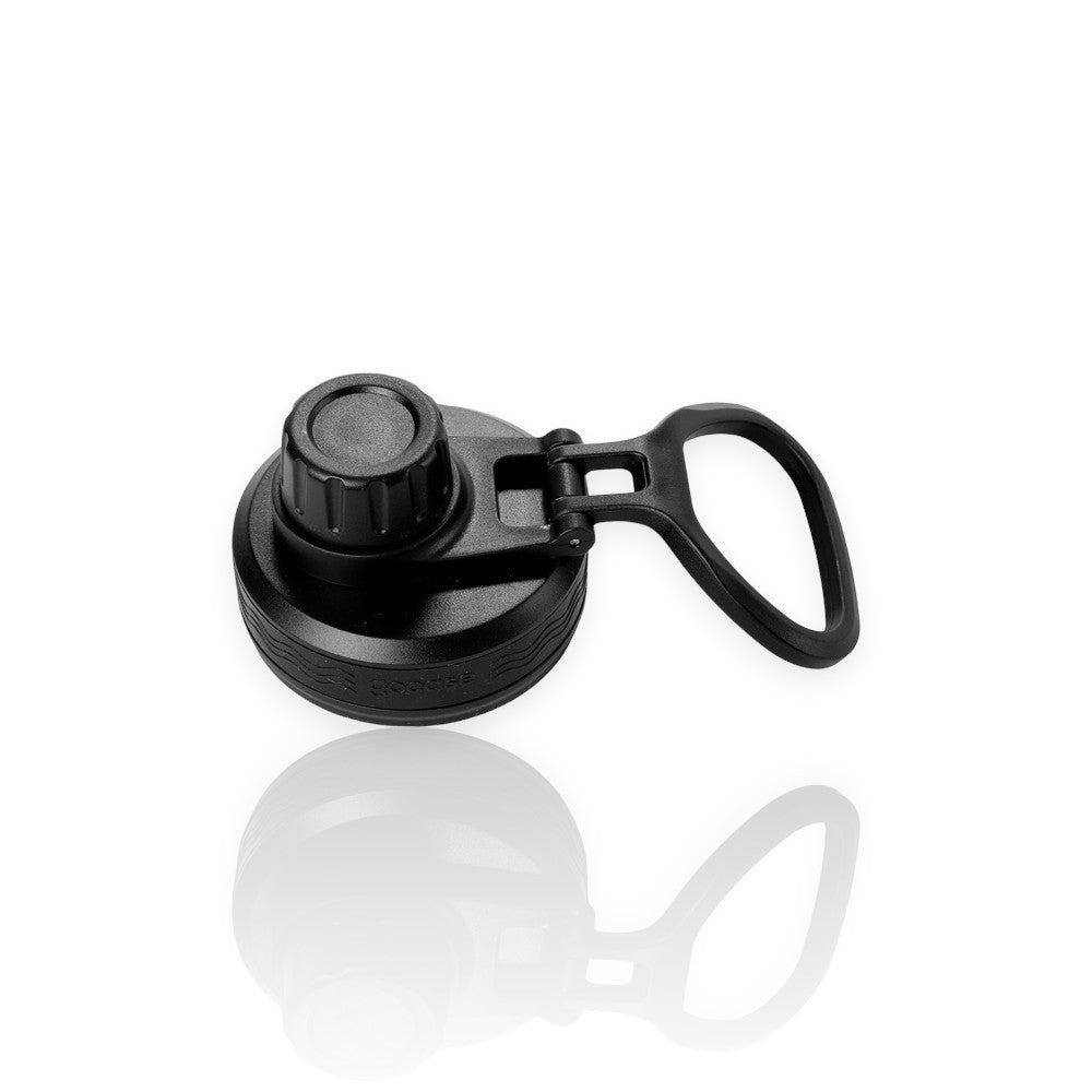 Tampa de reposição para Garrafa Fresh Gocase em polipropileno e silicone, resistente e impermeável, cor preta, com alça prática.