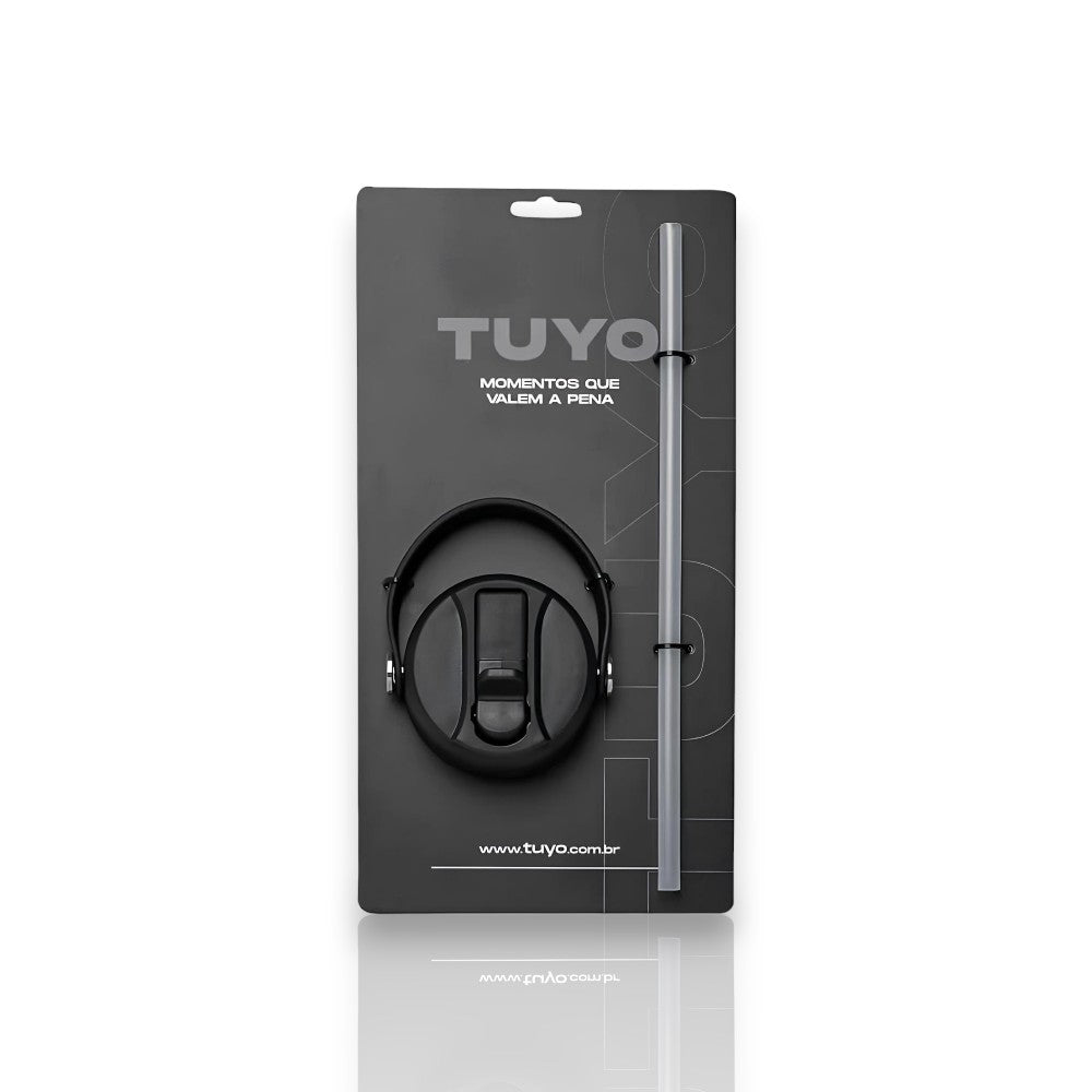 Tampa com canudo - TUYO para hidratação em movimento, compatível com garrafas de 350 mL a 1.2 L.