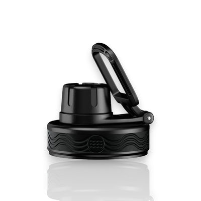 Tampa Urbnsol - Spout Lid preta compatível com garrafas Hydrotank, reciclável e livre de BPA, projetada para durabilidade.