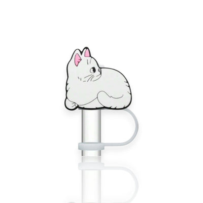 Protetor de Canudo Quencher - Gatinho branco para copo térmico, design criativo e higiênico para canudos Stanley.