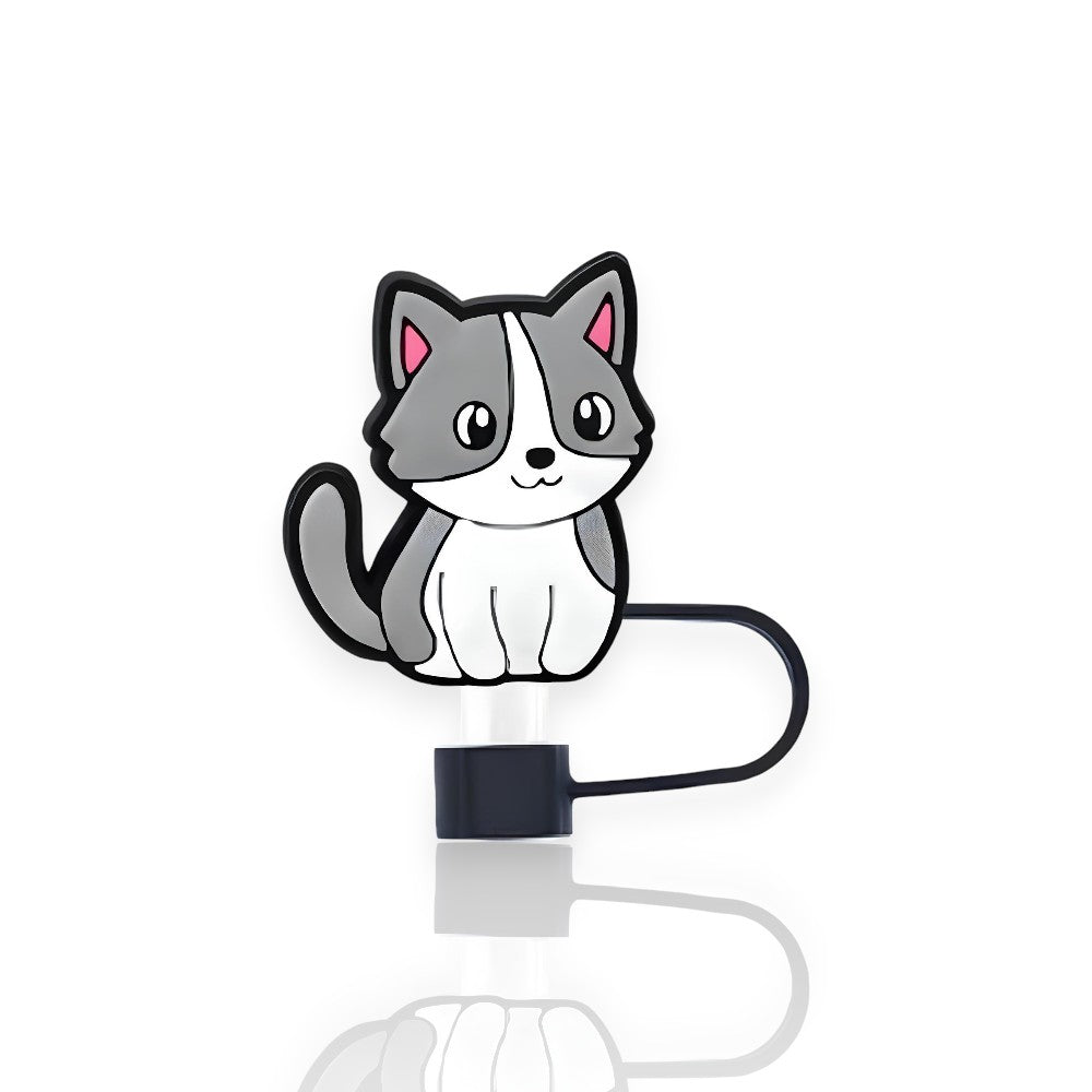 Protetor de Canudo Quencher - Gatinho em design criativo para copo térmico, destacando higiene e praticidade.