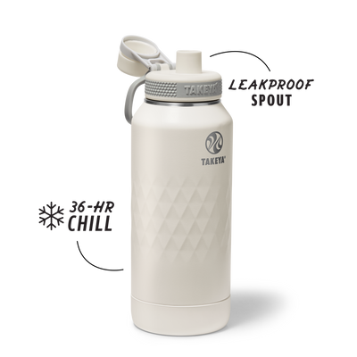Garrafa Térmica Takeya 950 ml Spout Lid Sport Alpine, com a tampa aberta