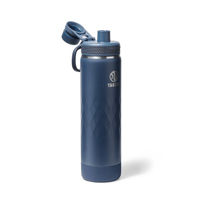 Garrafa Térmica Takeya 650ml Spout Lid Sport em aço inoxidável azul para alta performance em esportes e atividades ao ar livre.
