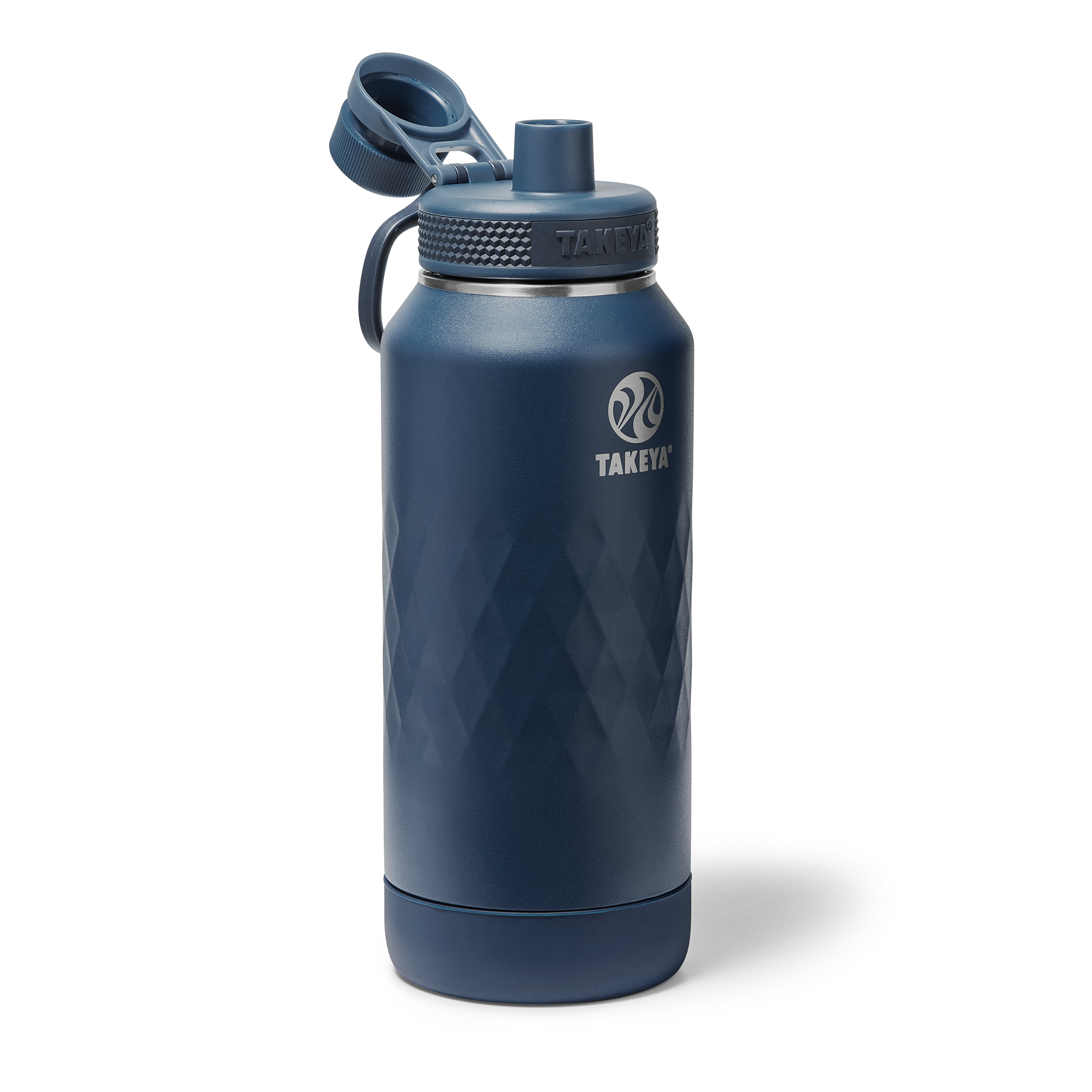 Garrafa Térmica Takeya 950ml Spout Lid Sport azul marinho com tampa prática para atividades ao ar livre e uso diário.