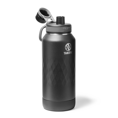 Garrafa Térmica Takeya 950ml Spout Lid Sport em aço inoxidável, isolamento triplo, mantém bebidas geladas por 36 horas.