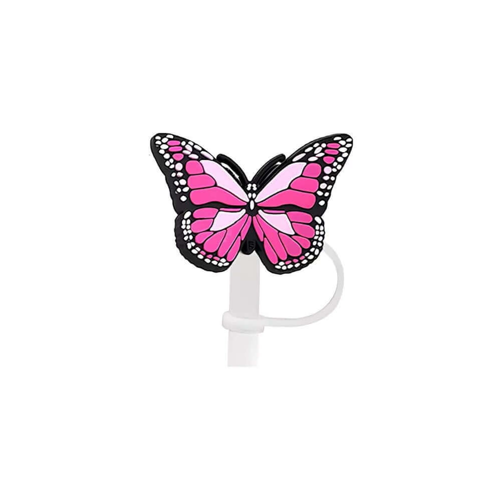 Protetor de Canudo Quencher - Borboleta com design divertido, encaixa em Stanley ou Owala, protegendo contra sujeira e contatos.