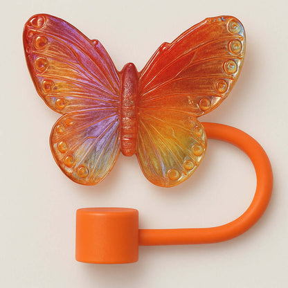 Protetor de Canudo Quencher - Borboleta em tons coloridos para copo Stanley ou Owala, adicionando estilo e proteção ao dia a dia.