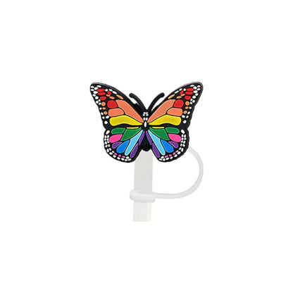 Protetor de Canudo Quencher - Borboleta colorida para copo Stanley ou Owala, mantendo o canudo limpo e estilizado.