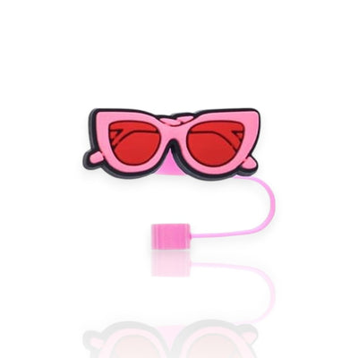 Protetor de Canudo Quencher - Pink Girl; protetor rosa em forma de óculos para canudo Stanley. Design divertido e higiênico.