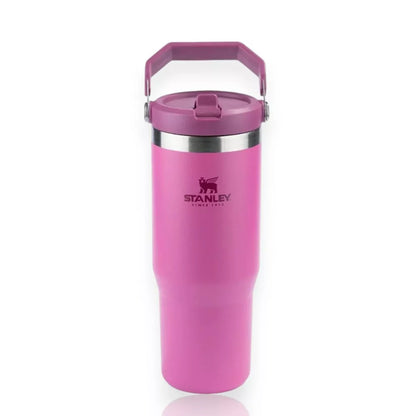 Tumbler Térmico Flip Straw Stanley - 887ml rosa, isolamento térmico, mantém bebidas frias por até 48 horas, ideal para uso diário.