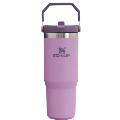 Tumbler Térmico Flip Straw Stanley - 887ml roxo com isolamento térmico em aço inoxidável, ideal para bebidas geladas.