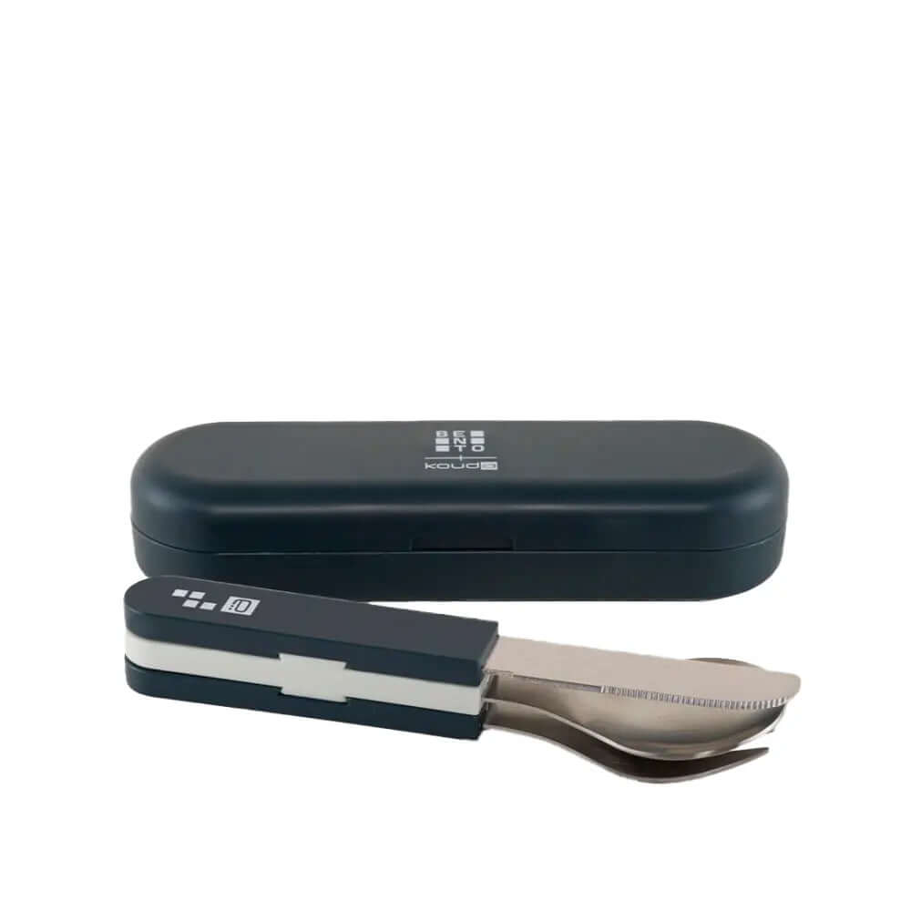 Conjunto de Talheres Bento Trio - Kouda em aço inoxidável com estojo compacto e resistente.