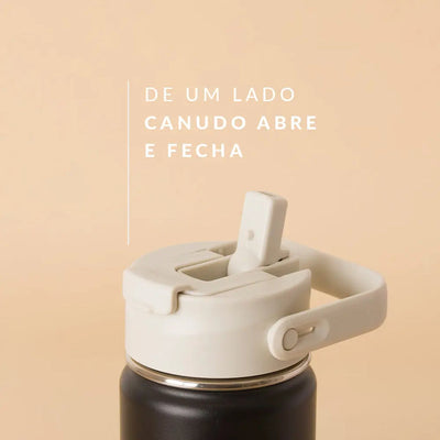 Tampa PACCO Duo com canudo abre e fecha para hidratação prática e segura, ideal para uso diário.