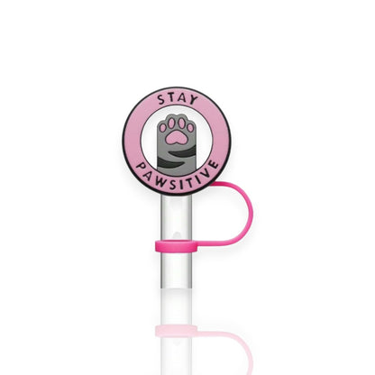 Protetor de Canudo Quencher - Gatinho, acessório rosa com design de pata felina, encaixe seguro e higiene para copos térmicos.