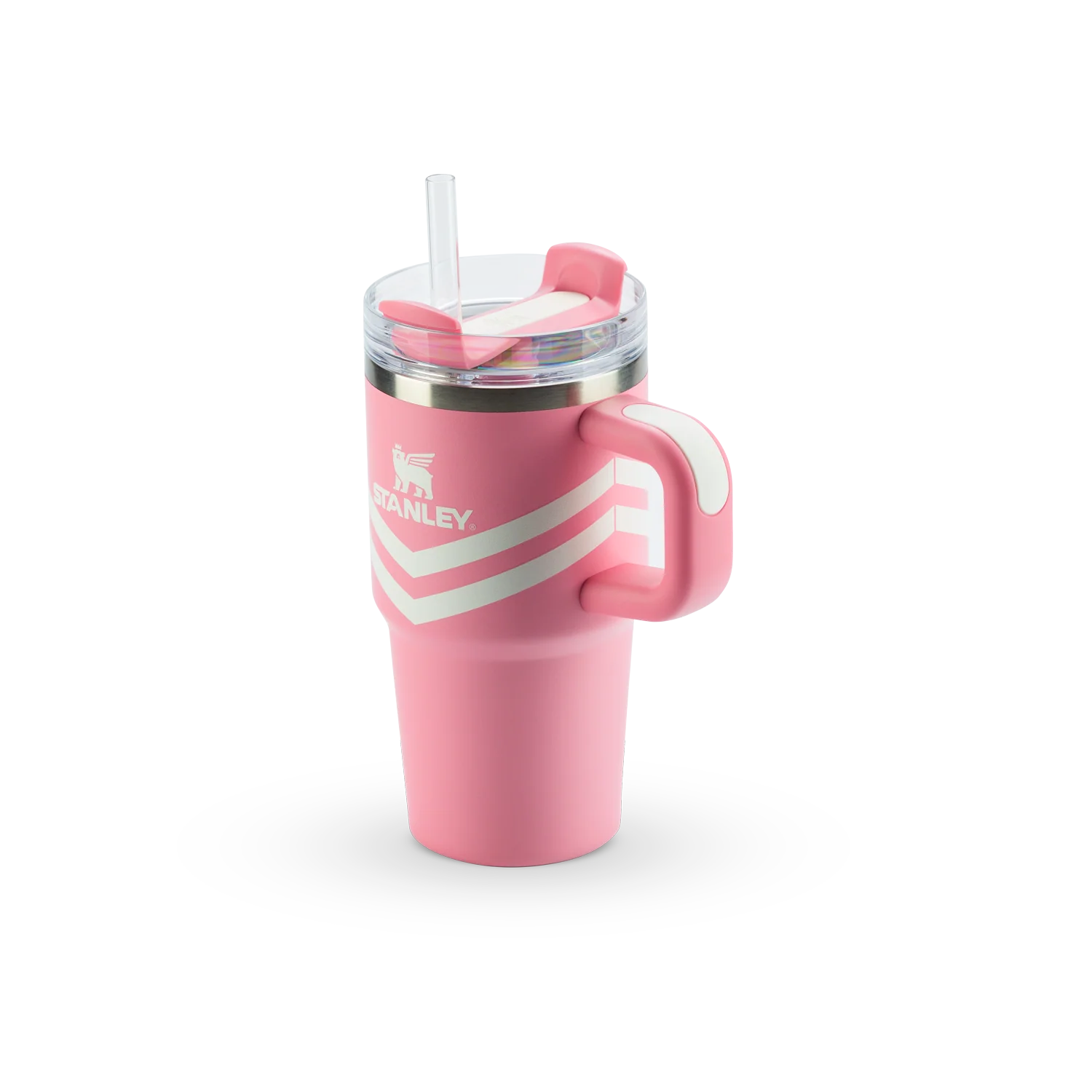 Copo Quencher Stanley | 591ml em rosa com alça ergonômica e canudo reutilizável.