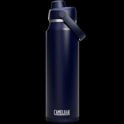 Garrafa Térmica Thrive Camelbak 1000ml preta, mantém bebidas quentes por 21h e frias por 42h, design moderno e isolamento a vácuo.