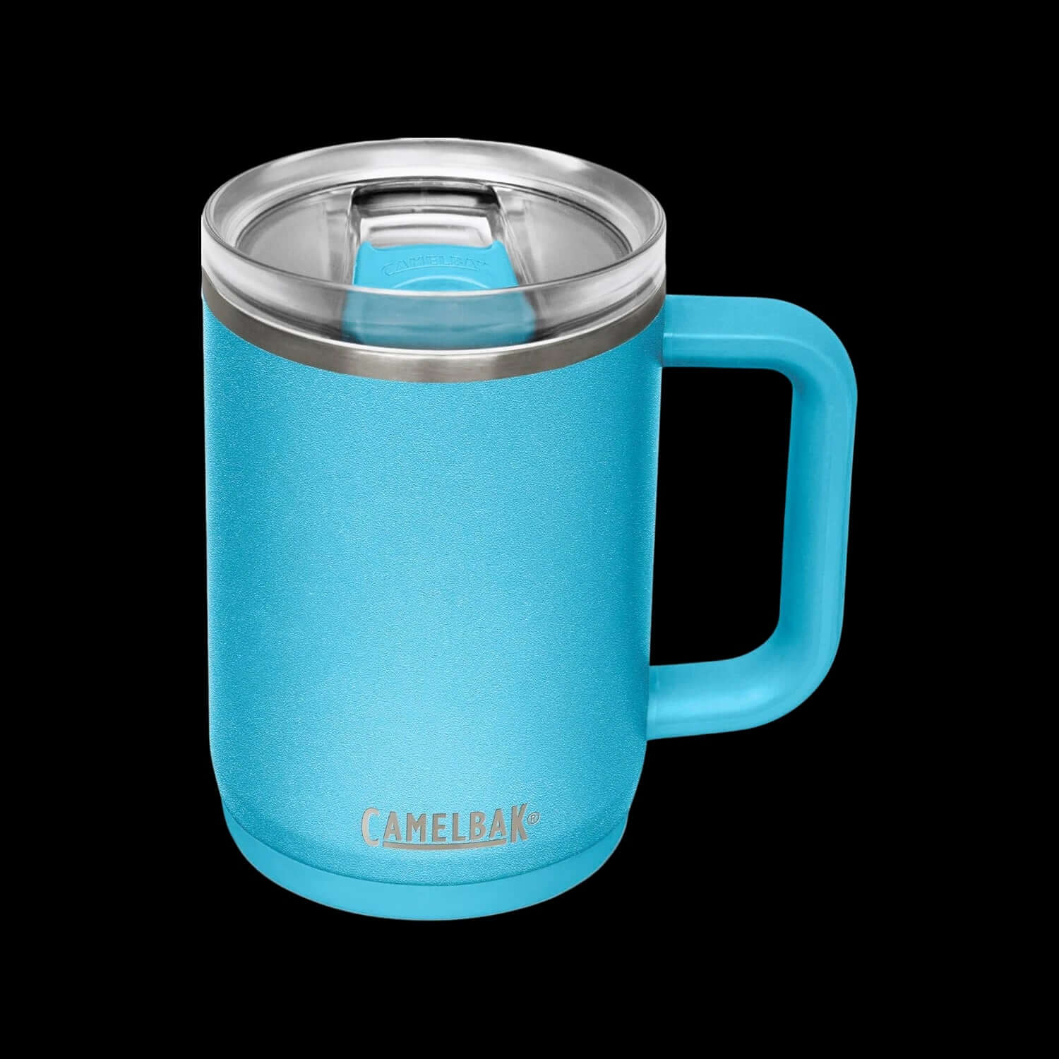Caneca Térmica Thrive Camelbak 470ml azul com tampa à prova de vazamentos, ideal para manter bebidas quentes ou frias por várias horas.