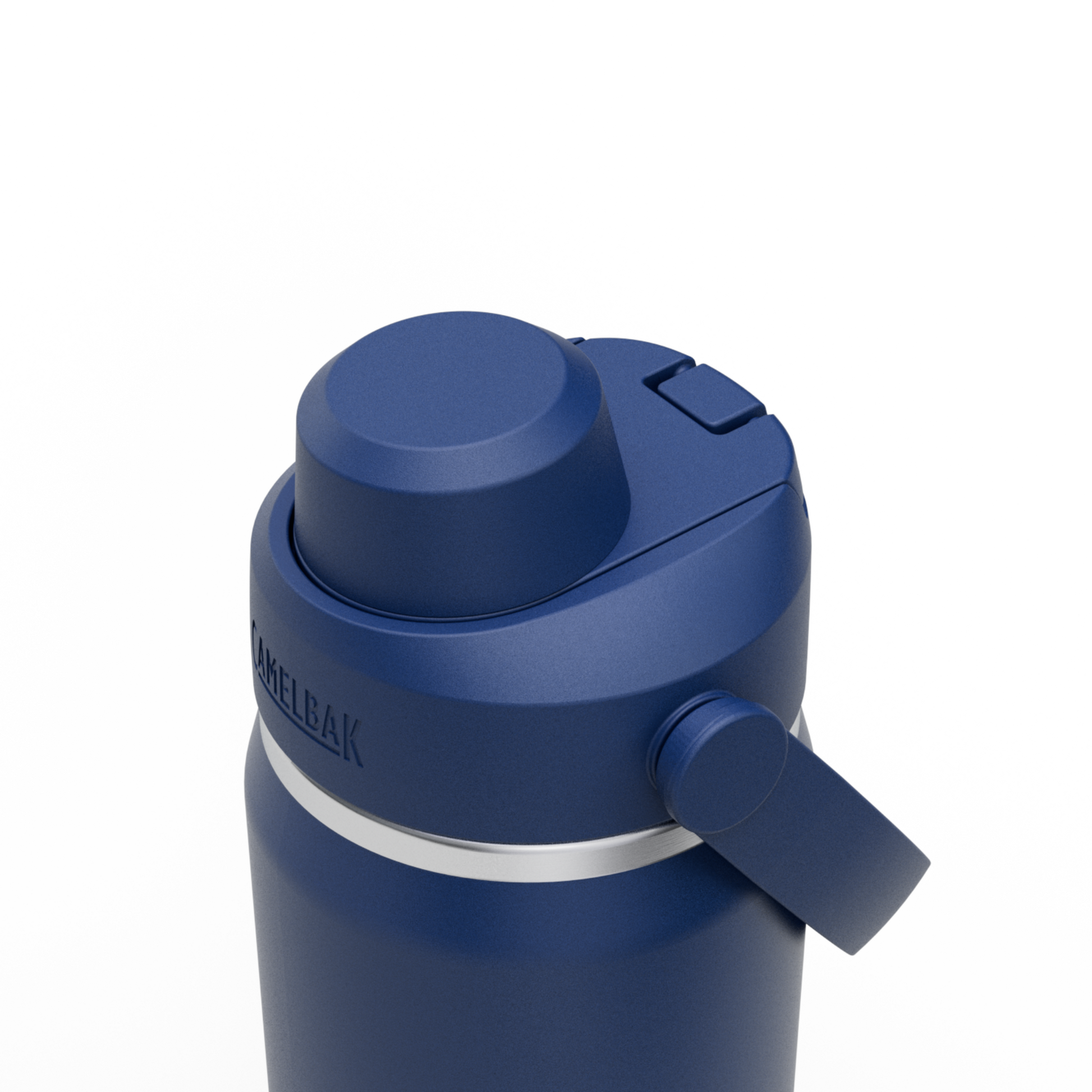 Garrafa Térmica Camelbak Thrive Chug 590ml com tampa azul e mecanismo de abertura prático.